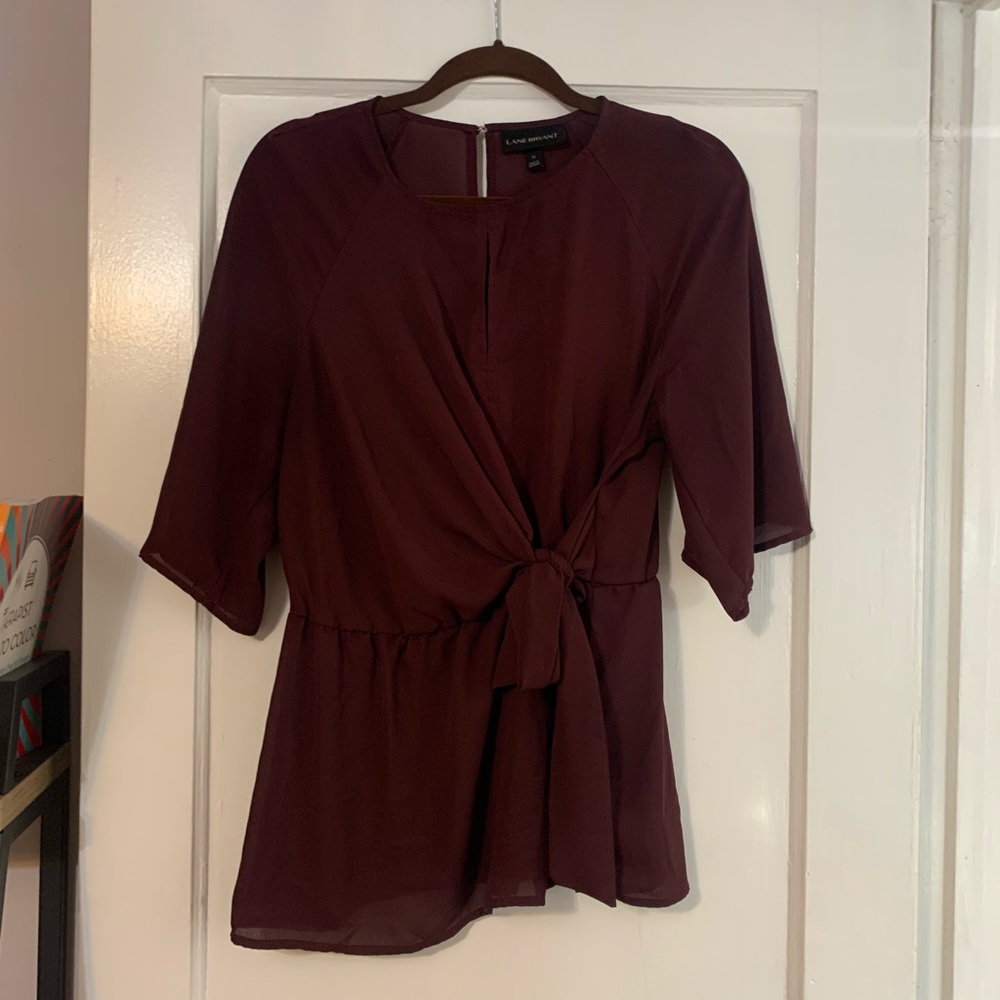 Lake Bryant, drape burgundy shirt